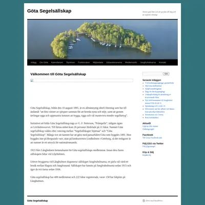 Göta Segelsällskap, gotasegelsallskap.se startsida 2020