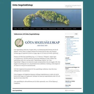 Göta Segelsällskap, gotasegelsallskap.se startsida 2021