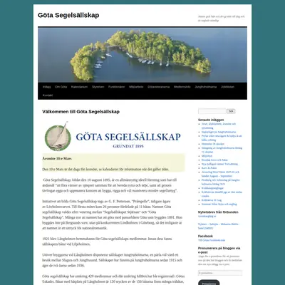 Göta Segelsällskap, gotasegelsallskap.se startsida 2026