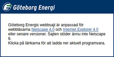 Göteborg Energi Magasin startsida 2002