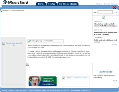 Göteborg Energi Magasin startsida 2003