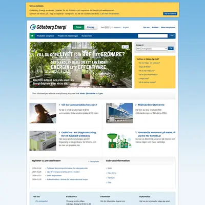 Göteborg Energi Magasin startsida 2014