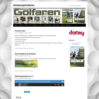 GöteborgsGolfaren startsida 2018