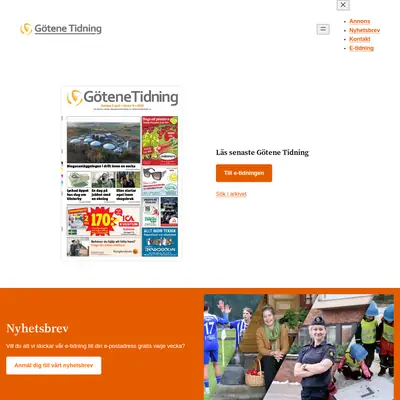 Götene Tidning startsida 2025