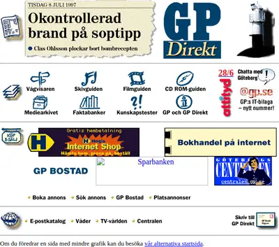 Arbetet Nyheterna startsida 1997