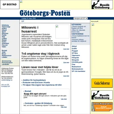 Arbetet Nyheterna startsida 2001