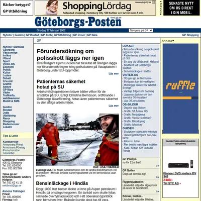 Arbetet Nyheterna startsida 2002