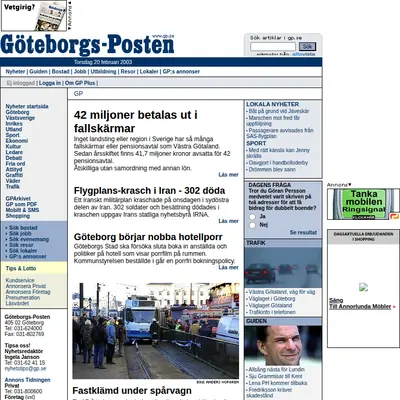 Arbetet Nyheterna startsida 2003