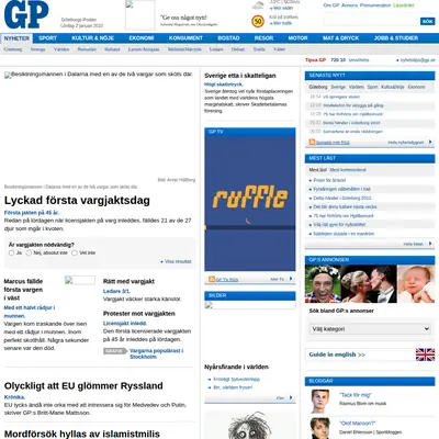 Arbetet Nyheterna startsida 2010