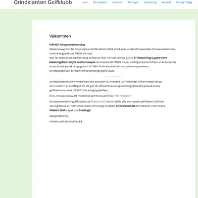 GRINDSLANTEN startsida 2026