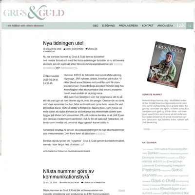 grusoguld.se startsida 2015