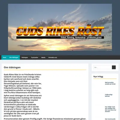 Guds Rikes Röst startsida 2021