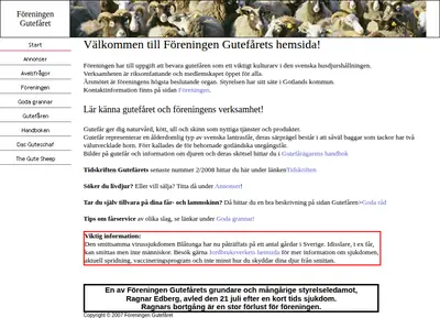 GUTEFÅRET startsida 2009