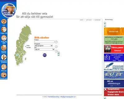 GymnasieGuiden startsida 2003