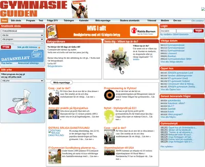 GymnasieGuiden startsida 2008