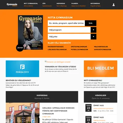 GymnasieGuiden startsida 2015