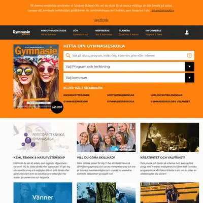 GymnasieGuiden startsida 2018