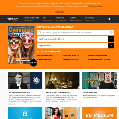 GymnasieGuiden startsida 2019
