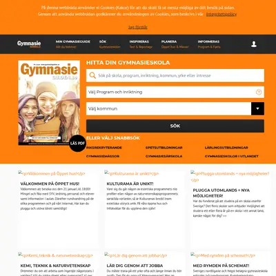 GymnasieGuiden startsida 2020