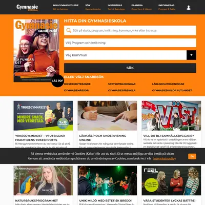 GymnasieGuiden startsida 2022