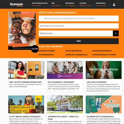 GymnasieGuiden startsida 2023