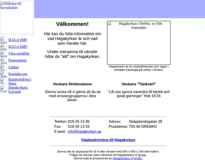 Hagakyrkans församlingsblad Örebro startsida 2004