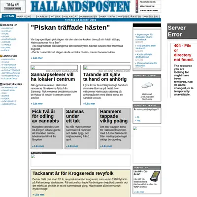 http://m.hallandsposten.se startsida 2001