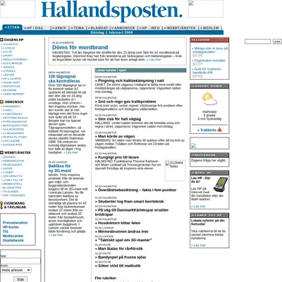 http://m.hallandsposten.se startsida 2004