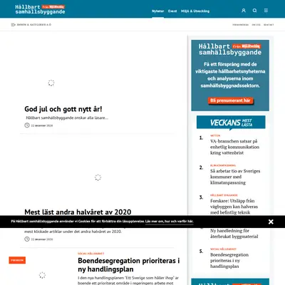 Hållbart Samhällsbyggande startsida 2021
