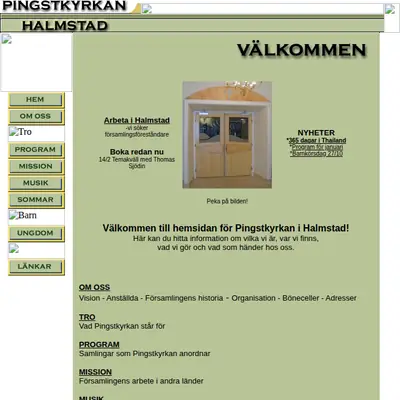 Pingstkyrkan Halmstad startsida 2002