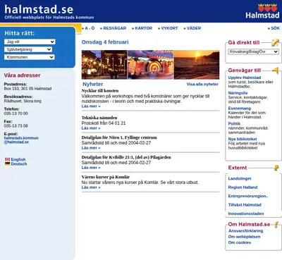 Halmstadliv startsida 2004
