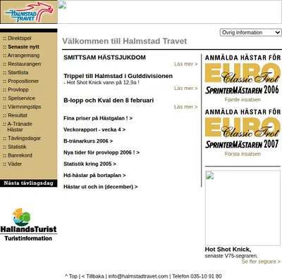 Halmstad-Travet startsida 2006