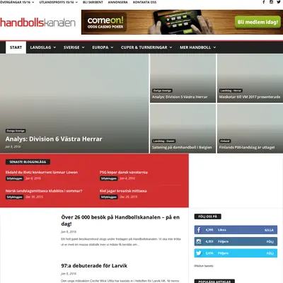 handbollskanalen.se startsida 2016
