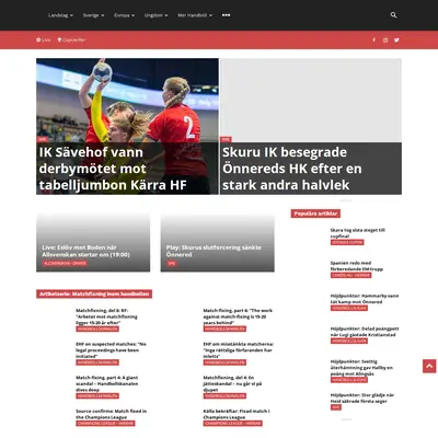 handbollskanalen.se startsida 2022