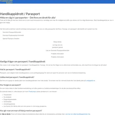 Handikappidrott startsida 2020