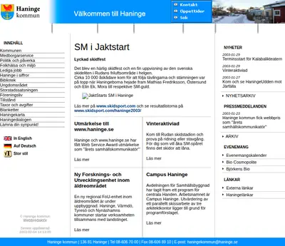 Haninge-Posten startsida 2003