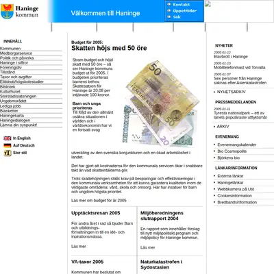 Haninge-Posten startsida 2005