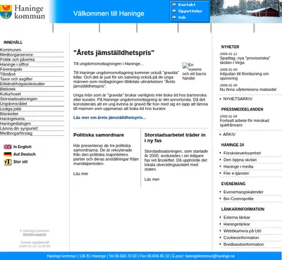 Haninge-Posten startsida 2006