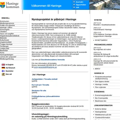 Haninge-Posten startsida 2007