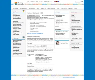 Haninge-Posten startsida 2009
