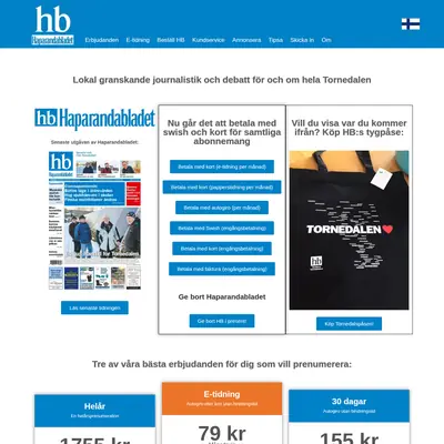 Haparandabladet (Haaparannanlehti) startsida 2022