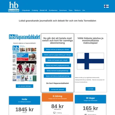 Haparandabladet (Haaparannanlehti) startsida 2023