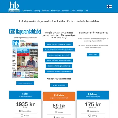 Haparandabladet (Haaparannanlehti) startsida 2024