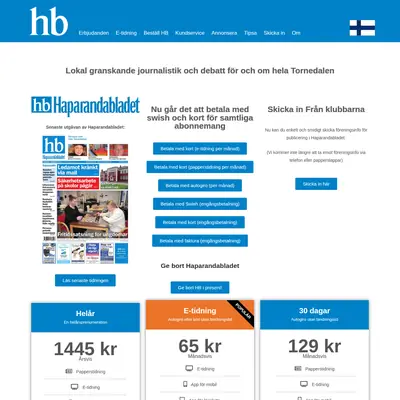 Haparandabladet (Haaparannanlehti) startsida 2025