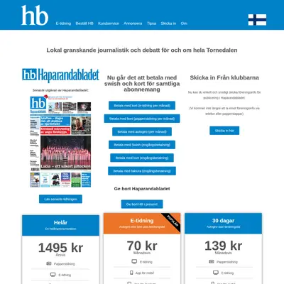 Haparandabladet (Haaparannanlehti) startsida 2026