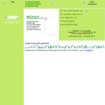 HBV-Magasinet startsida 2002
