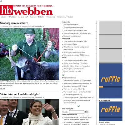 http://HBwebben.se startsida 2009