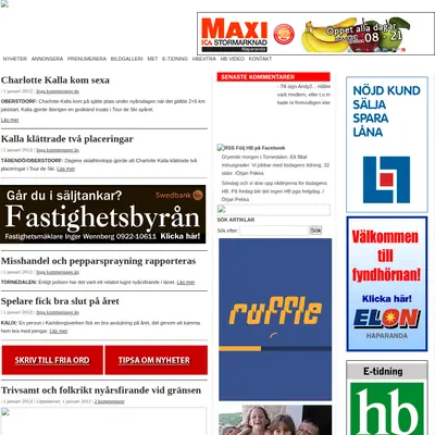 http://HBwebben.se startsida 2012