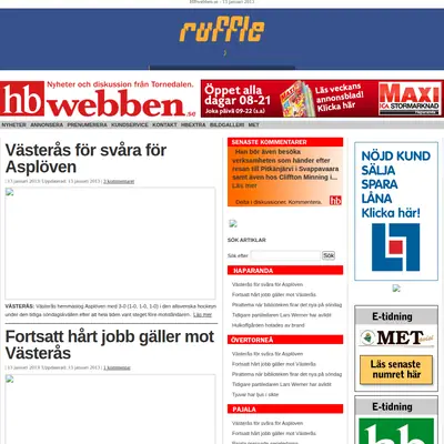 http://HBwebben.se startsida 2013