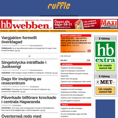 http://HBwebben.se startsida 2014